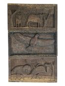 COLLECTION OF THREE 19TH CENTURY HAND CARVED WALL OAK PANELS.
