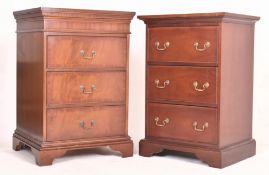 NEAR PAIR OF GEORGE III STYLE MAHOGANY LARGE PEDESTAL CHESTS OF DRAWERS