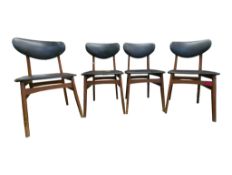MANNER OF ARNE VODDER - SET OF FOUR VINTAGE TEAK & VINYL DINING CHAIRS