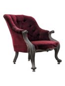 VICTORIAN 19TH CENTURY MAHOGANY FRENCH GREY PAINTED ARMCHAIR