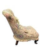 VICTORIAN 19TH CENTURY BUTTON BACK UPHOLSTERED BEDROOM / NURSING CHAIR