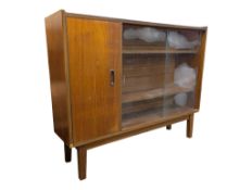 NATHAN FURNITURE - MID CENTURY TEAK & GLASS BOOKCASE CABINET