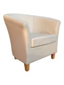 MODERN CREAM LEATHERETTE TUB ARMCHAIR