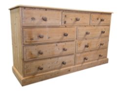 VICTORIAN REVIVAL COUNTRY DRY PINE DOUBLE CHEST OF DRAWERS / SIDEBOARD