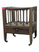 A 19TH CENTURY MAHOGANY CANTERBURY MAGAZINE RACK