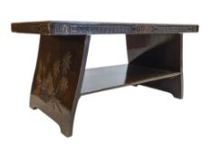 VINTAGE 20TH CENTURY CARVED HARDWOOD CHINESE COFFEE OPIUM TABLE