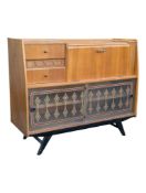 VINTAGE 20TH CENTURY 1950S POST WAR ART DECO WALNUT COCKTAIL CABINET