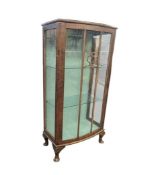 1950S POST WAR QUEEN ANNE REVIVAL BOW FRONT DISPLAY CABINET