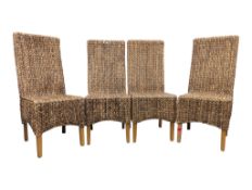 SET OF FOUR VINTAGE 20TH CENTURY WOVEN CONSERVATORY DINING CHAIRS