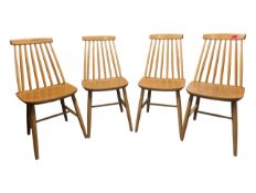 BRITISH MODERN DESIGN - SET OF FOUR STICK BACK ERCOL MANNER DINING CHAIRS