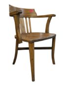 EARLY 20TH CENTURY ARTS & CRAFTS SOLID OAK OFFICE ARMCHAIR