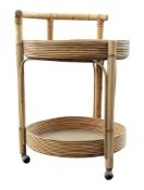 VINTAGE 20TH CENTURY BAMBOO & CANE DRINKS BAR CART / TROLLEY