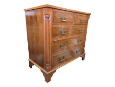 GEORGE III REVIVAL YEW WOOD BACHELORS CHEST OF DRAWERS