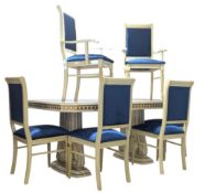 ITALIAN VERSACE DESIGN CONTEMPORARY LACQUERED & PAINTED TABLE WITH CHAIRS