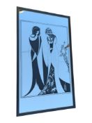 MID CENTURY AESTHETIC AUBREY BEARDSLEY TRANSFER DESIGN MIRROR