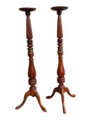 PAIR OF VICTORIAN REVIVAL MAHOGANY TORCHERE / JARDINIERE PLANT STANDS.