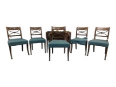 FIVE REGENCY 19TH CENTURY DINING CHAIRS & A PEMBROKE TABLE