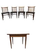 ELLIOTS OF NEWBURY - MID 20TH CENTURY TEAK DRAW LEAF TABLE W/ FOUR DINING CHAIRS