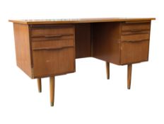 BRITISH MODERN DESIGN - MID CENTURY 1960S TEAK TWIN PEDESTAL OFFICE DESK
