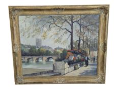 H. F. ROOT - MID CENTURY OIL ON CANVAS STREET SCENE PAINTING