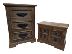 VINTAGE 20TH CENTURY HARDWOOD BESIDE CUPBOARD & CHEST OF DRAWERS