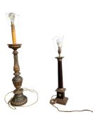 EARLY 20TH CENTURY GRAND TOUR EBONISED TABLE LAMP TOGETHER WITH ANOTHER