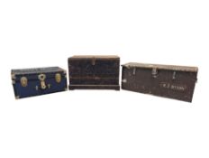 THREE 20TH CENTURY VINTAGE STORAGE WOODEN TRUNK CRATES