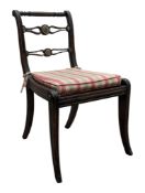 19TH CENTURY HIGH REGENCY MAHOGANY & BRASS SINGLE DINING CHAIR
