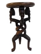 20TH CENTURY AFRICAN TRIBAL CARVED HARDWOOD SIDE TABLE