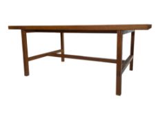 LARGE VINTAGE MID CENTURY TEAK WORKSHOP INDUSTRIAL TABLE
