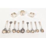 COLLECTION OF SILVER HALLMARKED MESS SPOONS & NAPKIN RINGS