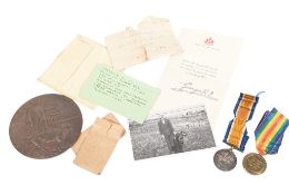 WWI FIRST WORLD WAR MEDAL PAIR WITH DEATH PENNY - EAST SURREY REG