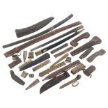 COLLECTION OF SWORD & BAYONET PARTS - HILTS & SCABBARDS