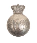 19TH CENTURY GEORGIAN 76TH REGIMENT OF FOOT SHAKO PLATE