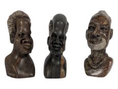COLLECTION OF AFRICAN TRIBAL CARVED SOAPSTONE BUST - STUDIES