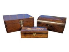 19TH CENTURY VICTORIAN WALNUT DOME TOP CASKET BOW WITH OTHERS