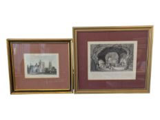 LOCAL INTEREST - TWO 19TH CENTURY ETCHINGS FRAMED & GLAZED