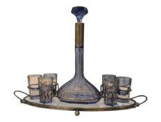 EARLY 20TH CENTURY AMETHYST GLASS DECANTER SET