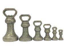 COLLECTION OF MID CENTURY BRASS WEIGHT SCALES WEIGHTS
