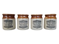 MOIRA, FARMHOUSE STONEWARE - COLLECTION OF FOUR STONEWARE KITCHENALIA STORAGE JARS
