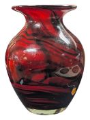 STUDIO ART GLASS - VINTAGE 20TH CENTURY STUDIO ART GLASS FLAMBE VASE