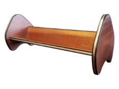 MID 20TH CENTURY RETRO TEAK BOOK TROUGH WITH GILT METAL BANDING