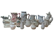 COLLECTION OF 19TH CENTURY VICTORIAN PARIAN WARE AND CERAMIC JUGS