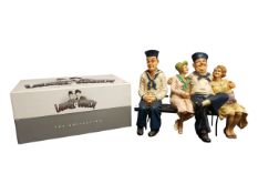 LATE 20TH CENTURY LAUREL & HARDY RESIN FIGURES WITH DVD BOX SET