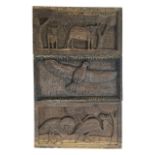 COLLECTION OF THREE 19TH CENTURY HAND CARVED WALL OAK PANELS.