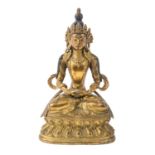 Amitayus Buddha aus Bronze. TIBET, 19. Jh. oder früher.