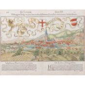 Münster, Sebastian (1488-1552) Herausgeber – Nachkolorierter Holzschnitt des Freiburger Stadtteils Z
