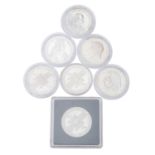 Die ersten fünf 5 DM Stücke. 7 Stück.