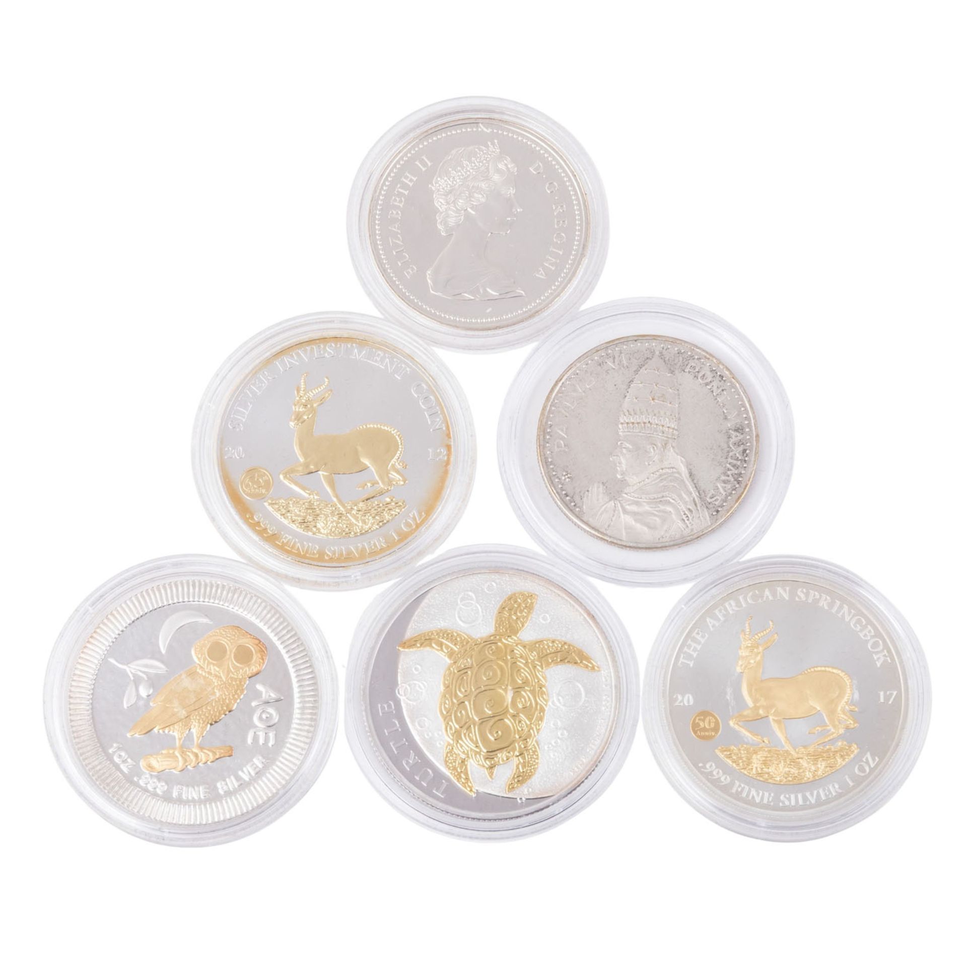 Teilvergoldete Silberunzen aus aller Welt. 16 Stück. - Bild 4 aus 5