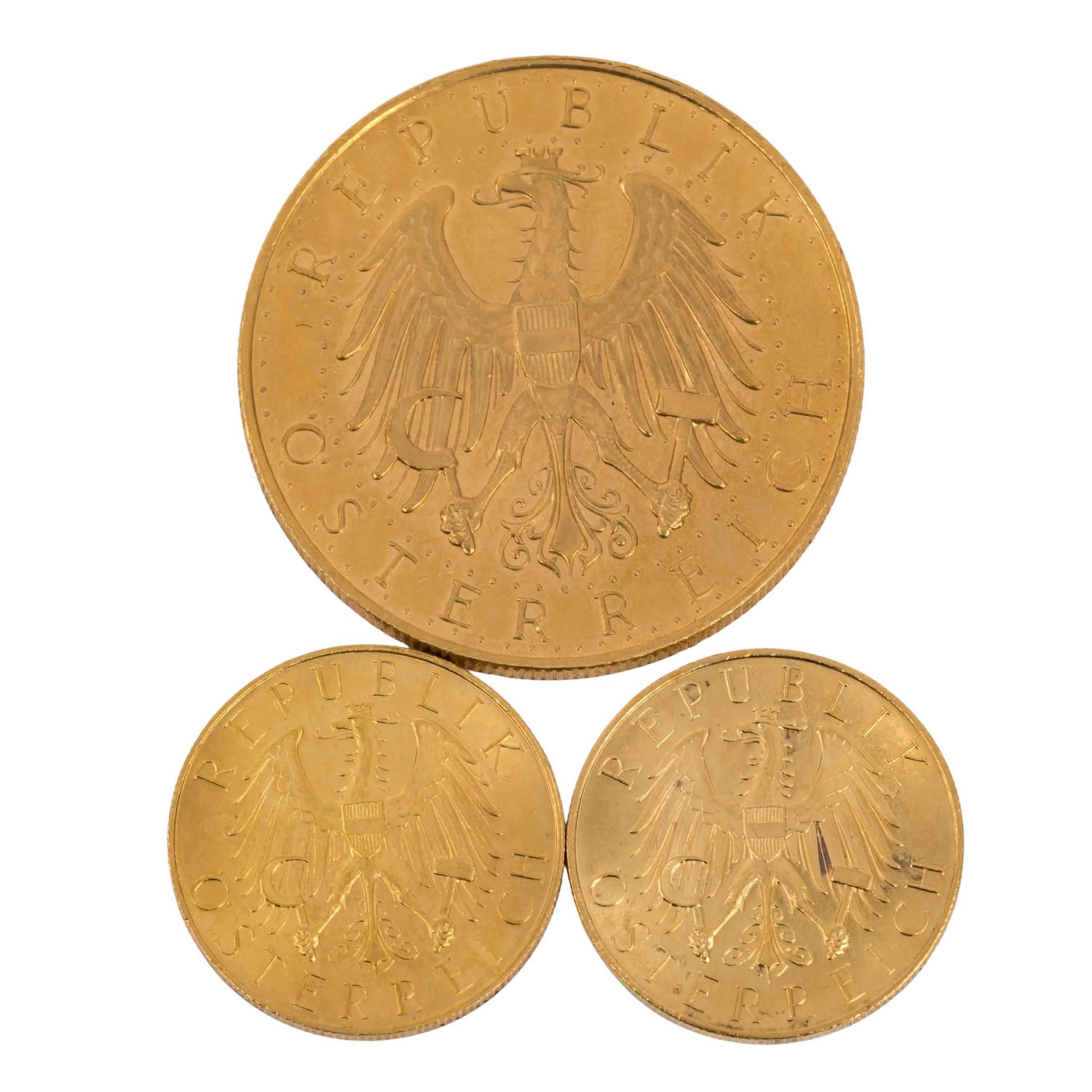 Österreich /GOLDlot - 3 x Münzen mit insg. ca. 31,7 g Feingold  - Bild 2 aus 2